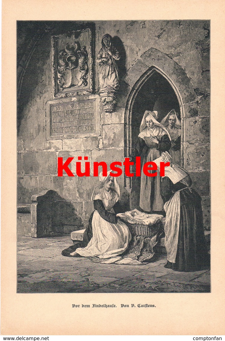 1407-2 V. Carstens Findelhaus Kloster Schwestern Kunstblatt 1886 !! - Estampes & Gravures