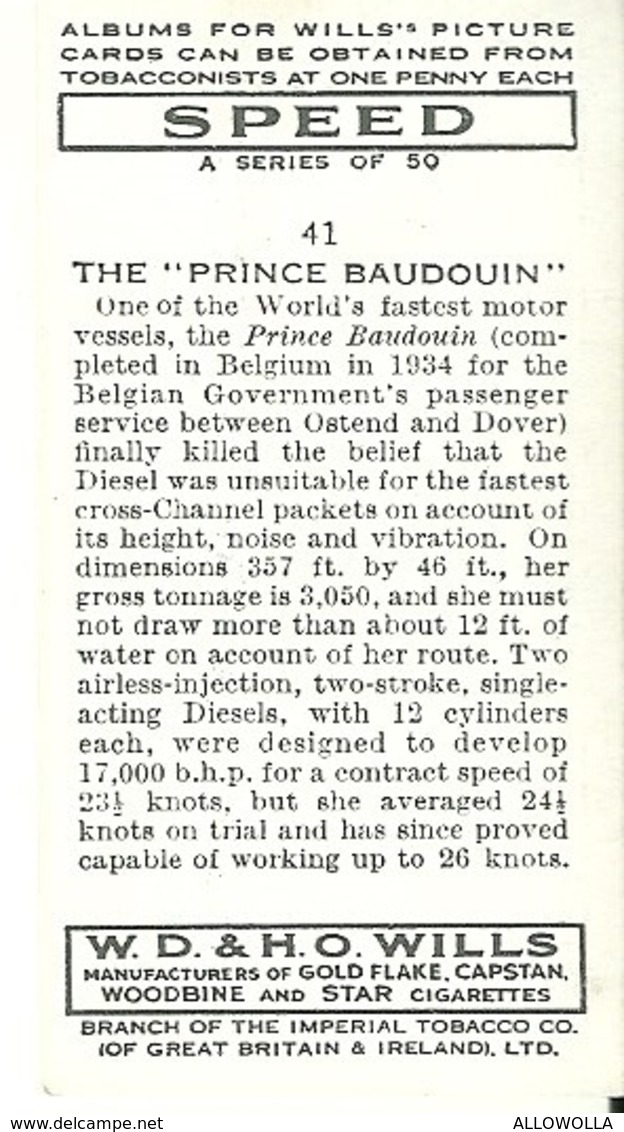 5783"THE PRINCE BAUDOUIN-WILLS'S CARD N° 41-SET SPEED" - Wills