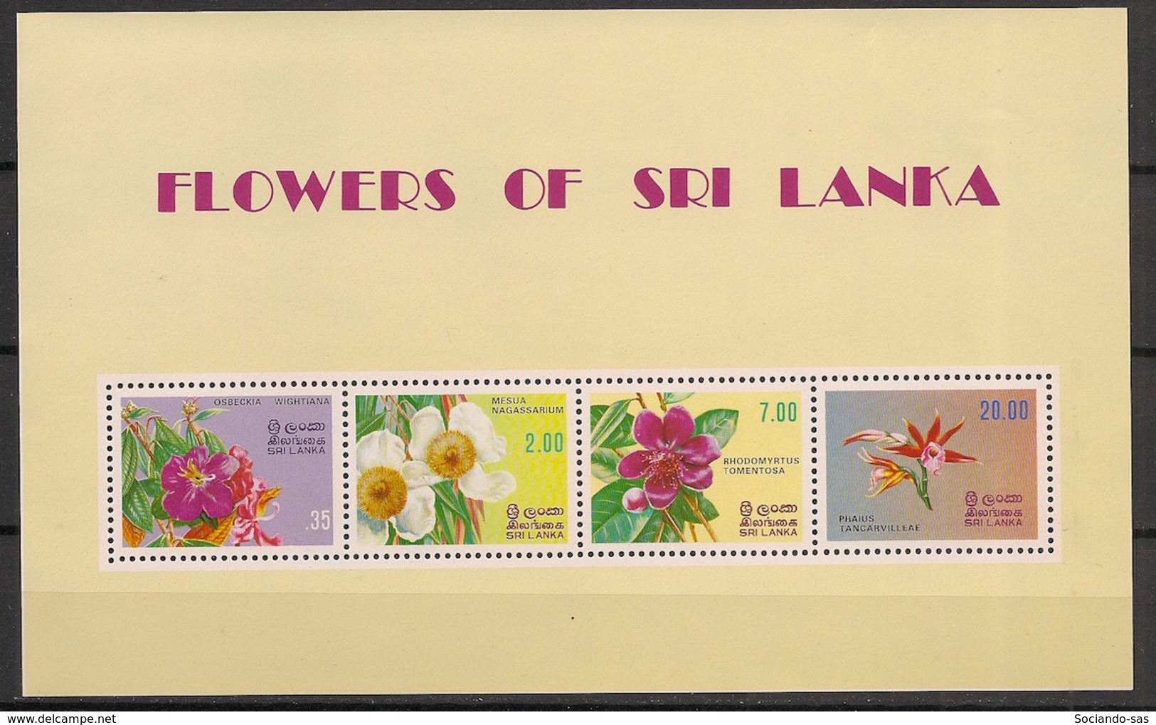 Sri Lanka - 1982 - Bloc Feuillet BF N°Yv. 17 - Fleurs - Neuf Luxe ** / MNH / Postfrisch - Sri Lanka (Ceylan) (1948-...)