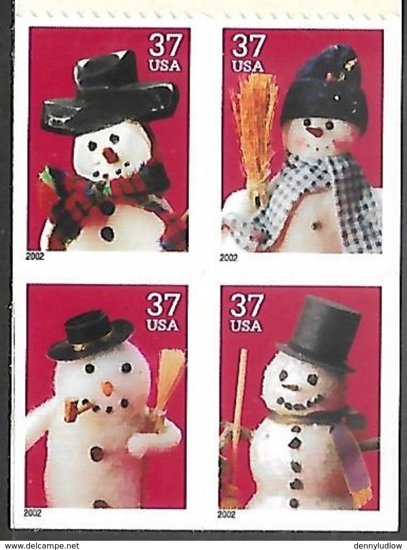 US  2002   Sc#3687a  37c  Christmas Booklet Block Of 4 MNH  Face $1.48 - Unused Stamps