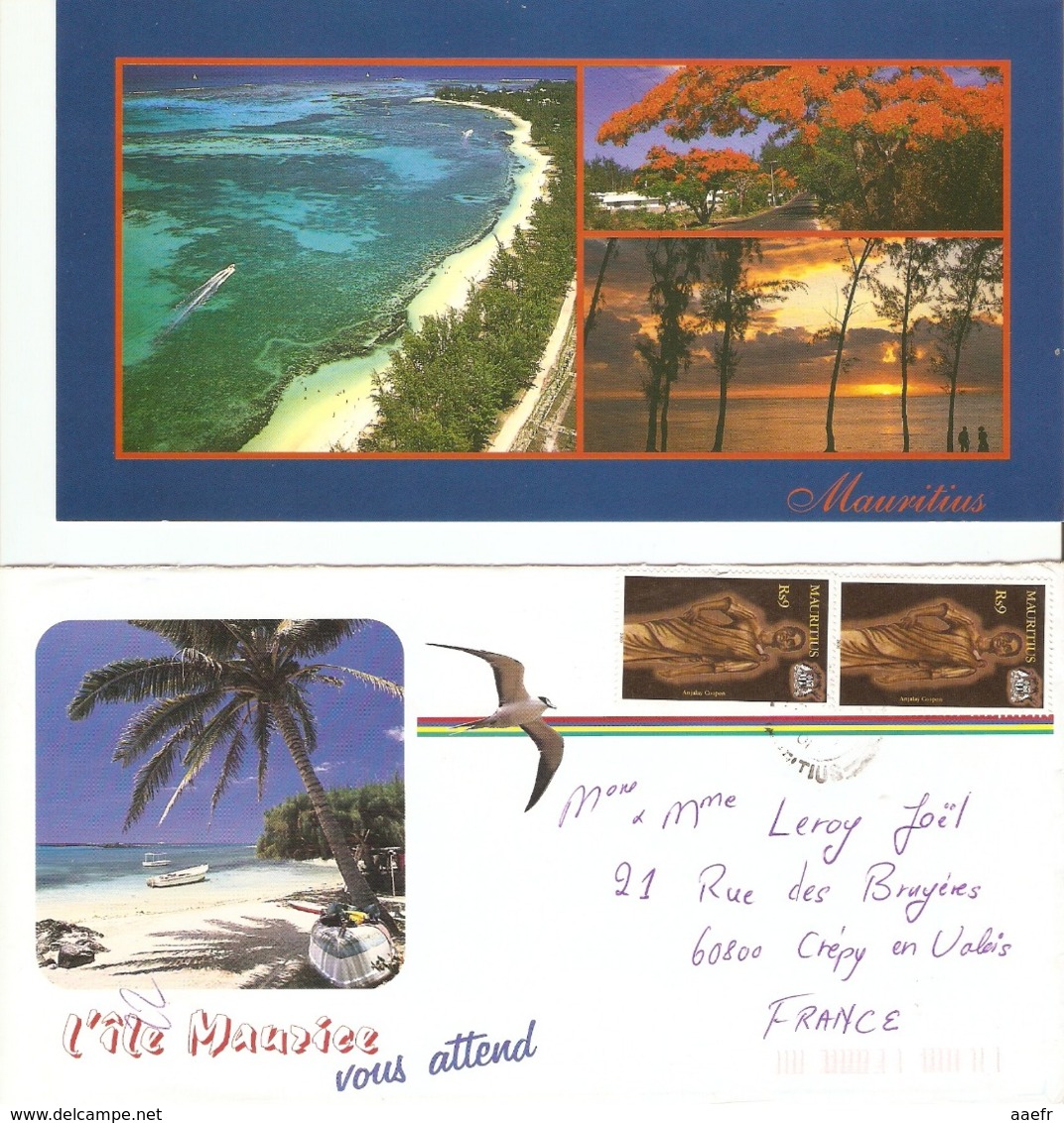 CP Ile Maurice 2000? -Mont Choisy, Multivues - CP + Enveloppe - Mauritius