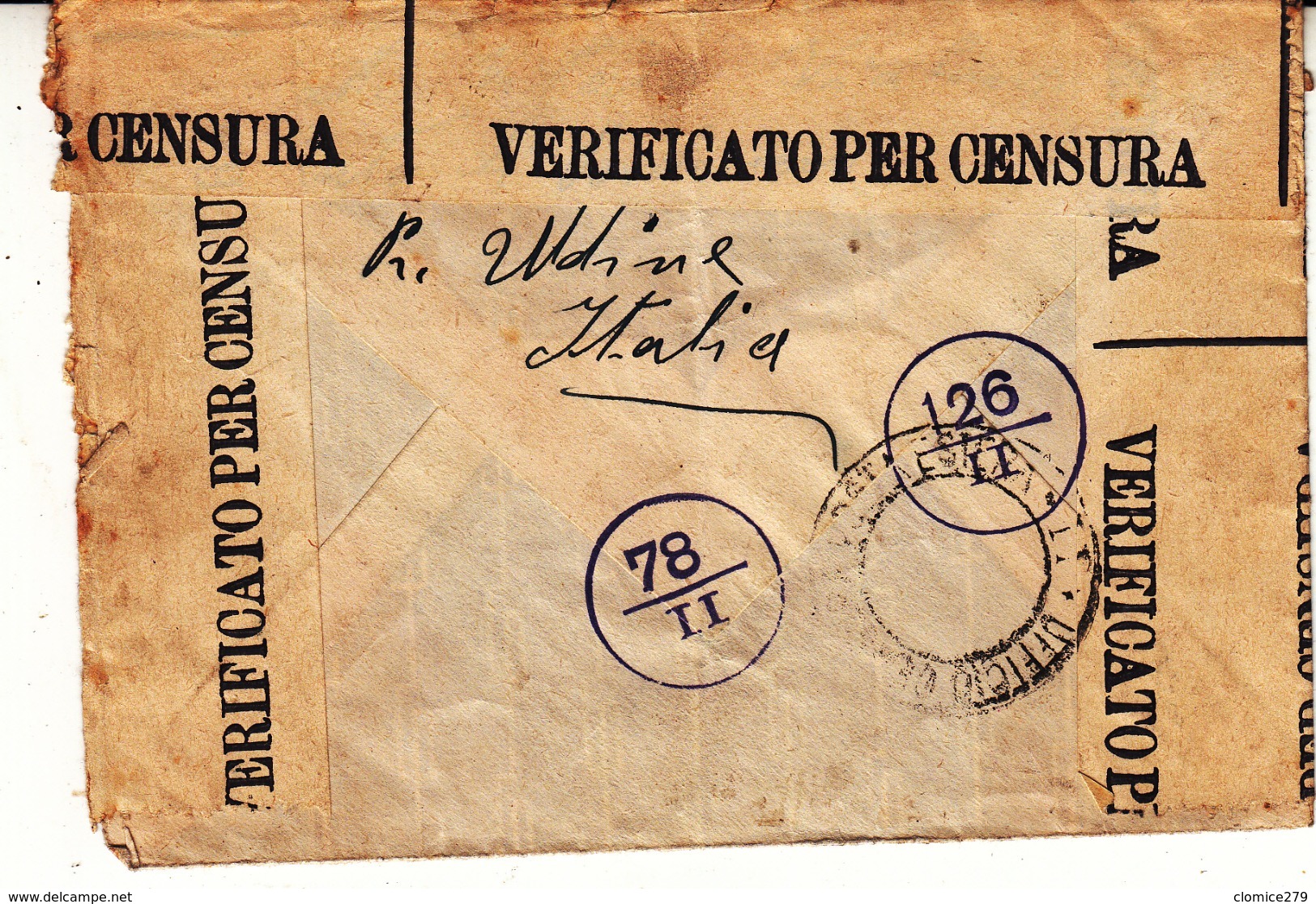 Enveloppe     ITALIE Vers    La Belgique      1945        2 Scan - Guerra 40 – 45 (Cartas & Documentos)