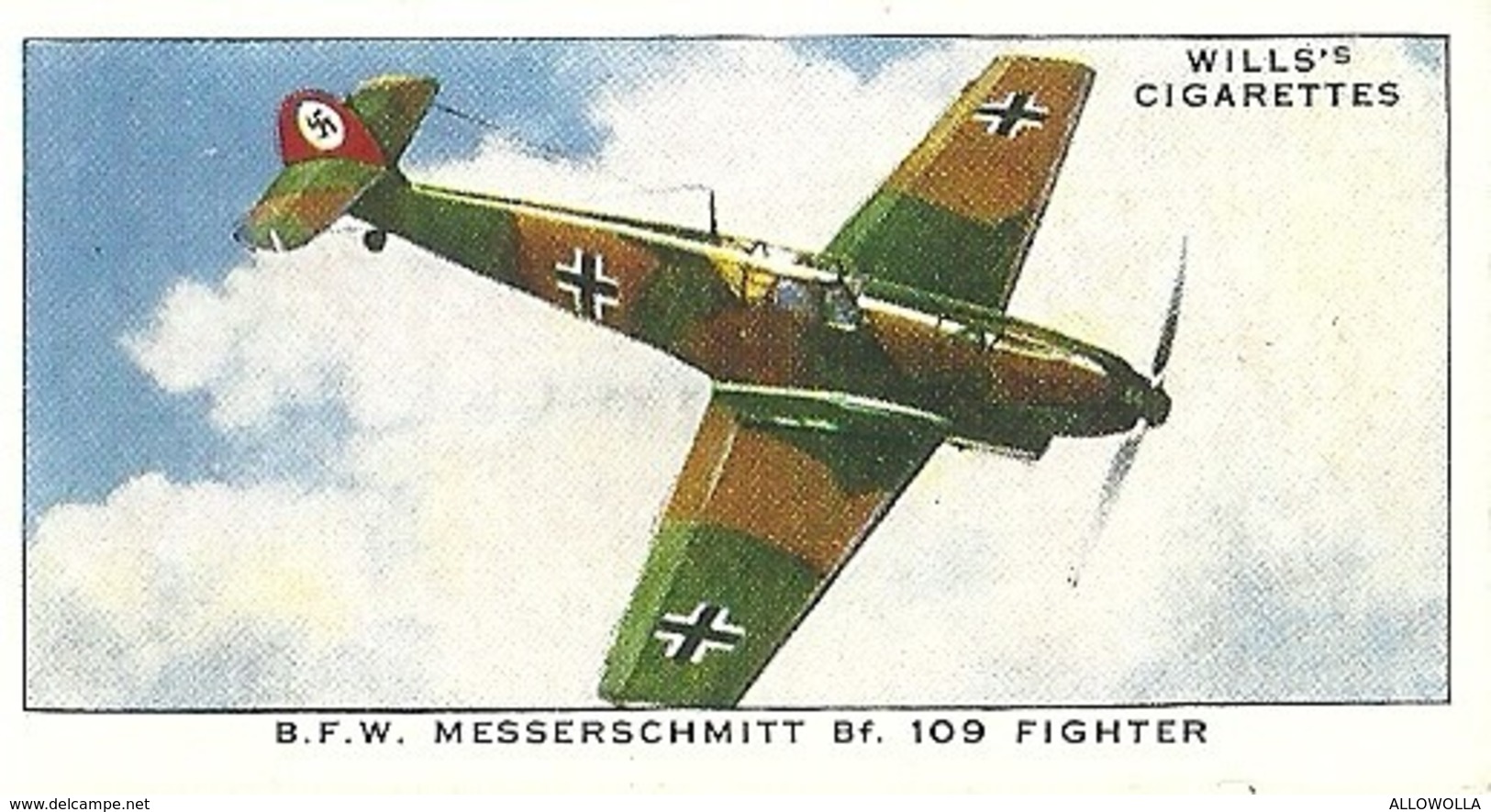 5806"B.F.W. MESSERSCHMITT Bf 109 FIGHTER-WILLS'S CARD N° 10-SET SPEED" - Wills