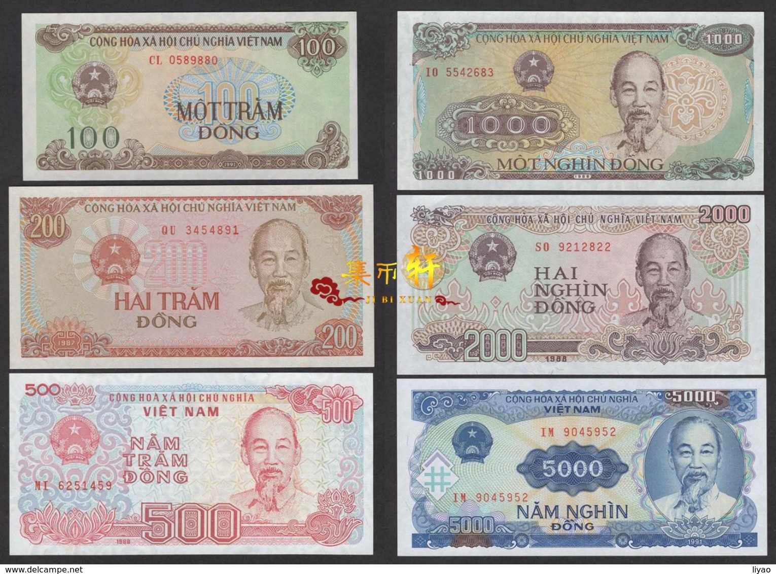 Vietnam 1987 1988 1991 100 200 500 1000 2000 5000Dong 6pcs UNC - Vietnam