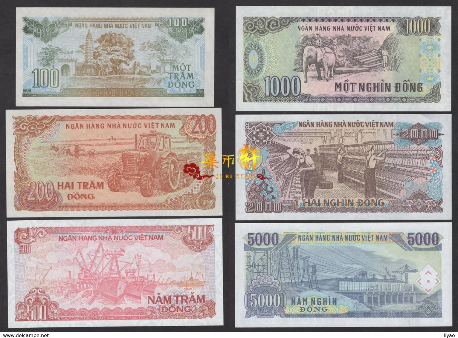 Vietnam 1987 1988 1991 100 200 500 1000 2000 5000Dong 6pcs UNC - Vietnam