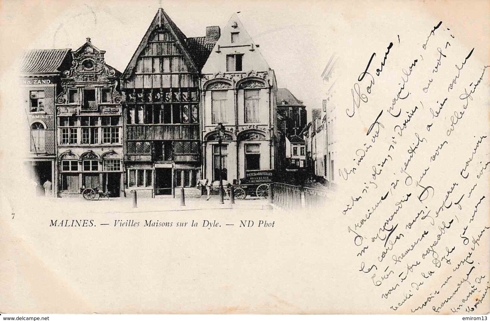 Malines Vieilles Maisons Sur La Dyle Attelage Bière En Bouteille Brasserie L. Van Diepenbeeck - Malines