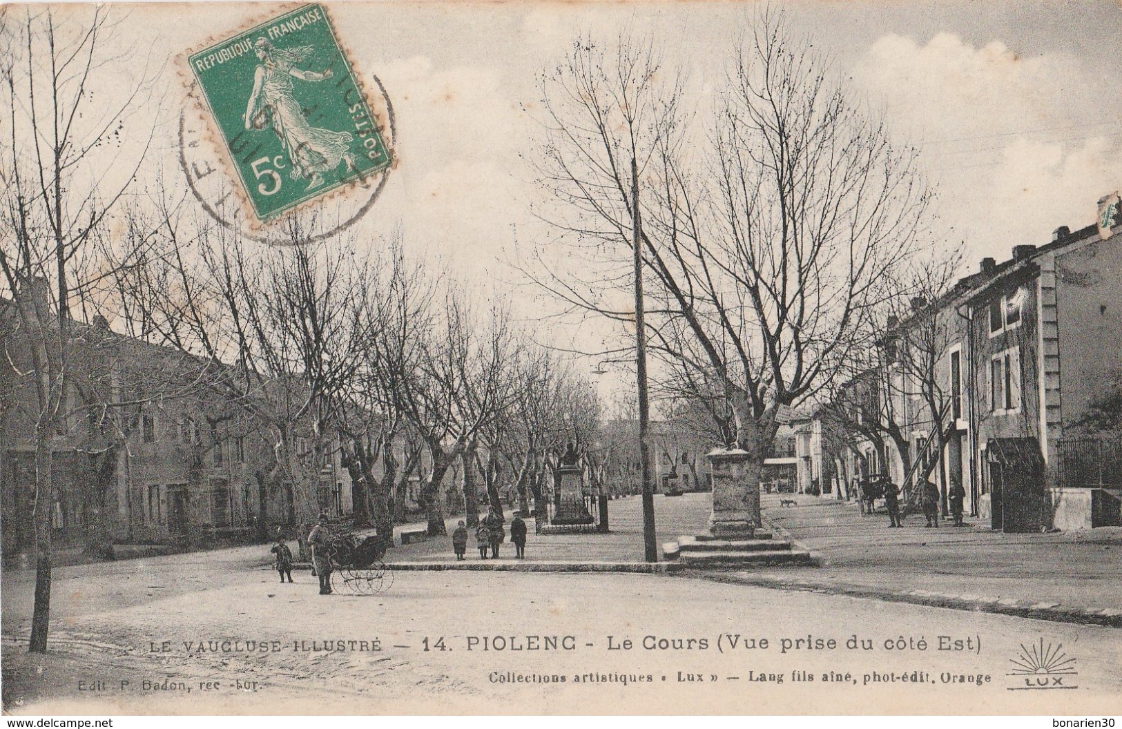 CPA  84 PIOLENC LE COURS ANIME VUE COTE EST VAUCLUSE ILLUSTRE - Piolenc