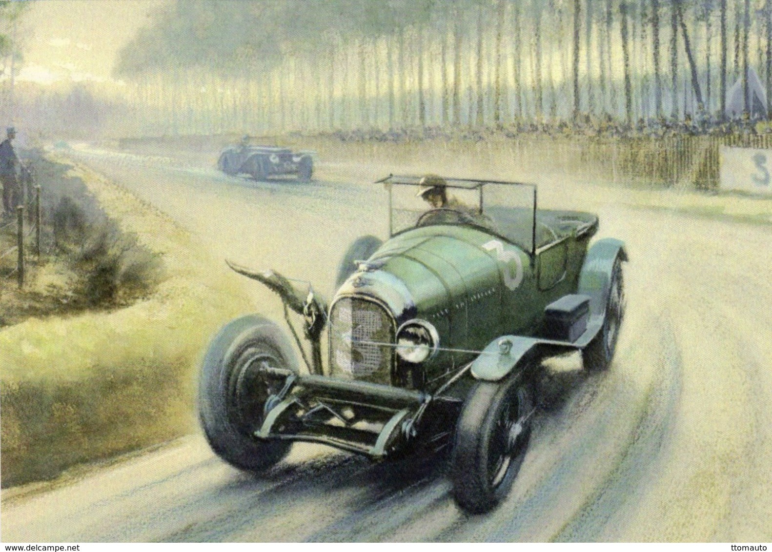 24 Heures Du Mans  -  Bentley At Mulsanne  -  Automotive Art Postcard - Carte Postale Modern - Le Mans