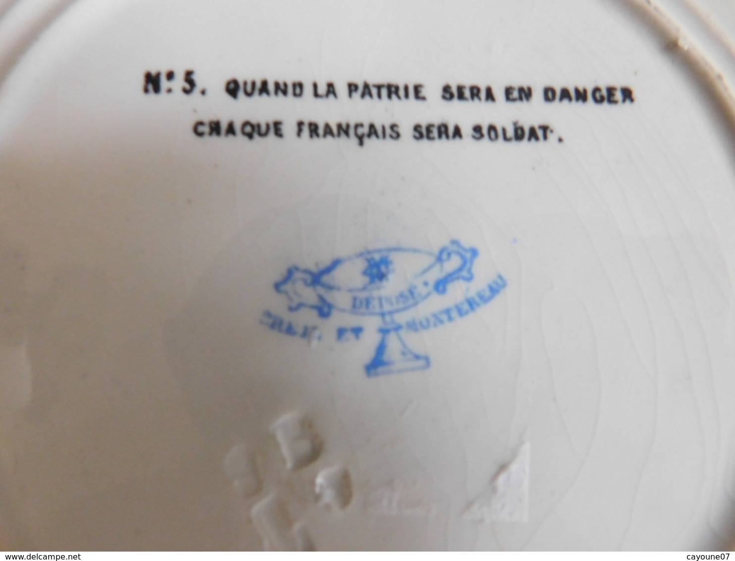 Assiette parlante  rébus numéro 5 Creil & Montereau Quand la patrie....1884/1920