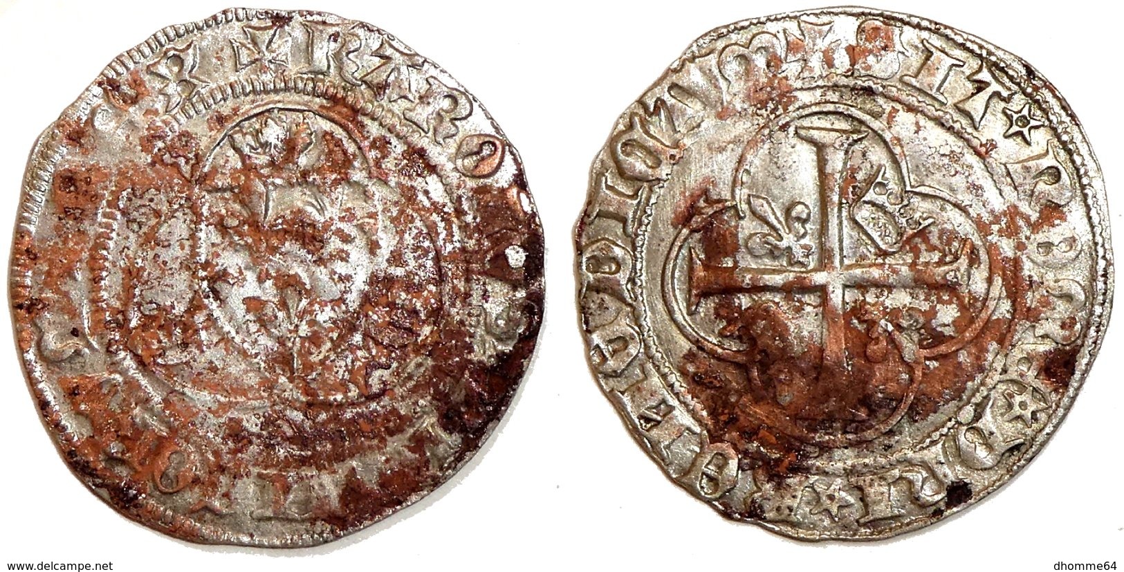 FRANCE - Charles VII [1422-1461] - Blanc à La Couronne - Point 8e (Poitiers) (Dup. 519) - 1422-1461 Karl VII. Der Siegreiche