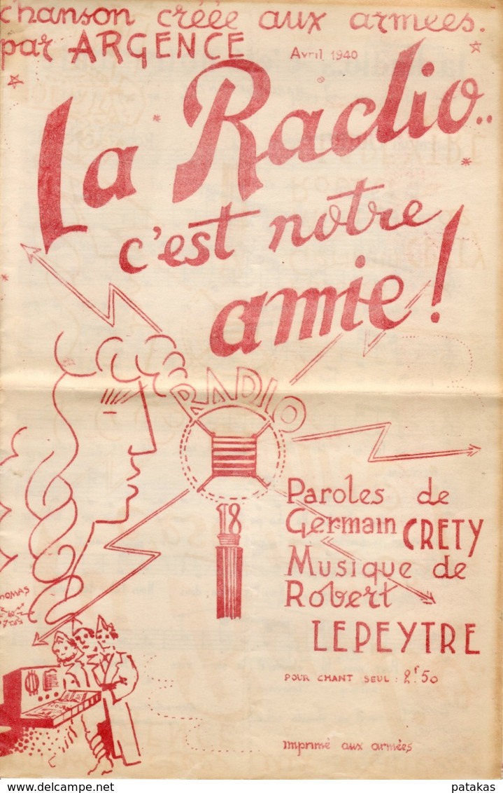 Partition De La Marche Chantée " La Radio C'est Notre Amie " Avril 1940 - Altri & Non Classificati