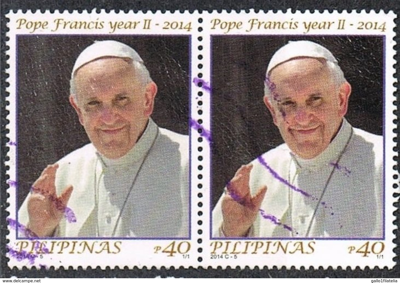 2014 - FILIPPINE / PHILIPPINES - PAPA FRANCESCO - PRIMO ANNO PONTIFICATO / FIRST ANN. OF POPE FRANCIS AS POPE. USATO - Emissioni Congiunte