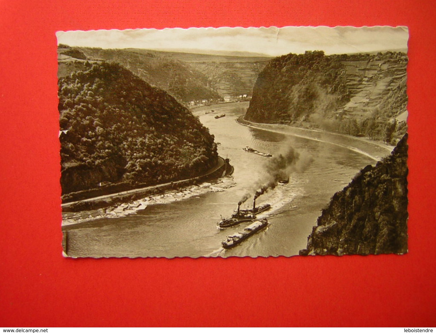 CPSM ALLEMAGNE   DAS FELSENTAL DER LORELEY  BATEAUX  VOYAGEE 1959 TIMBRE - Weil Am Rhein