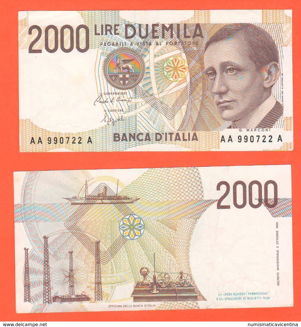 2000 Lire 1990 Gugliemo Marconi Nobel Serie AAA - 2000 Lire