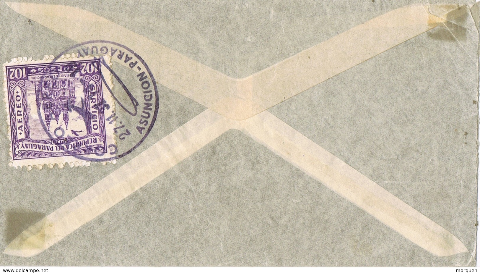 34524. Carta Aerea ASUNCION (Paraguay) 1937. Fechador ZEPPELIN. Stamp Cañonero Armada - Paraguay