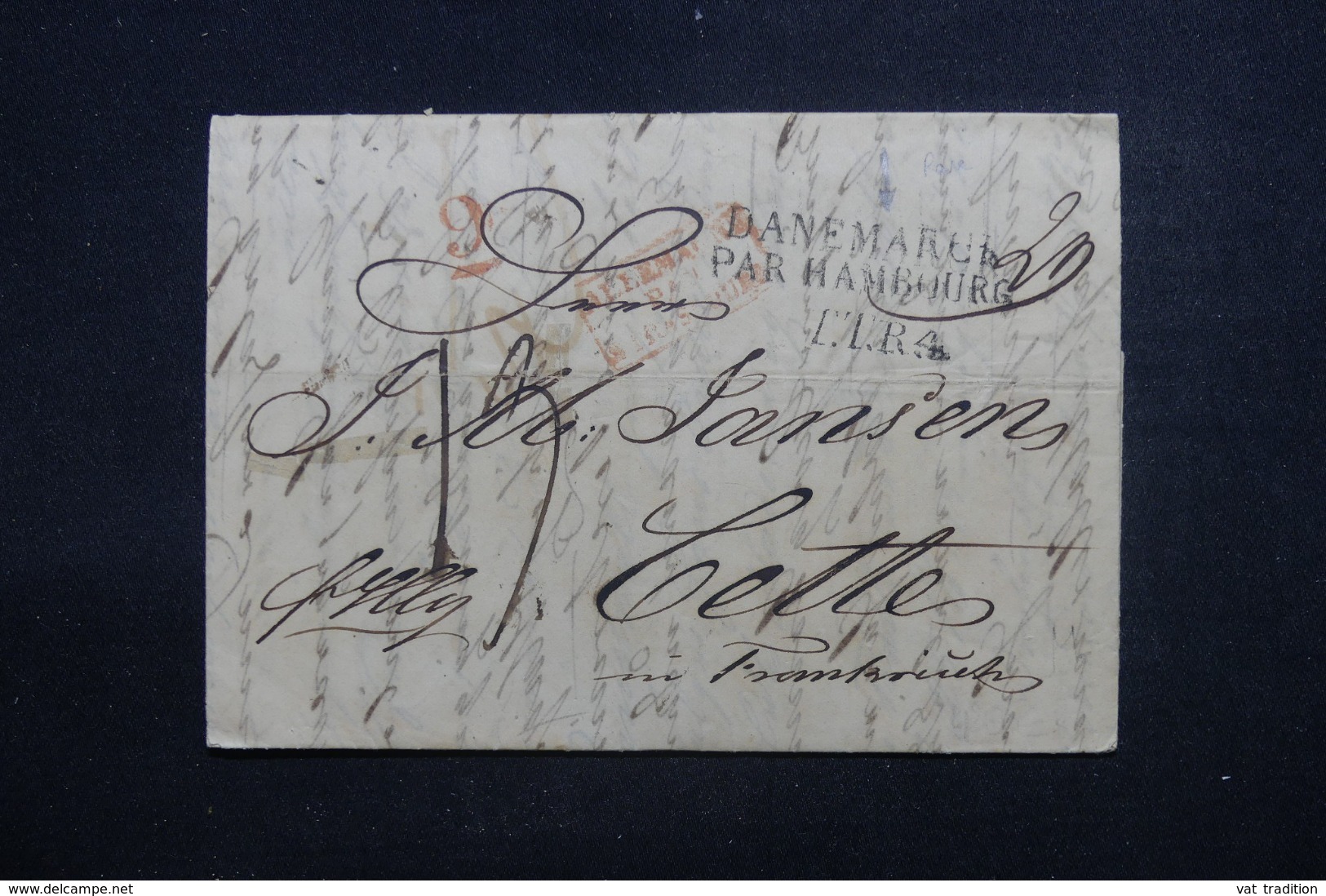 DANEMARK - Lettre De Copenhague Pour La France En 1836 , Marque Postale " Danemarck Par Hambourg " - L 46203 - ...-1851 Prefilatelia