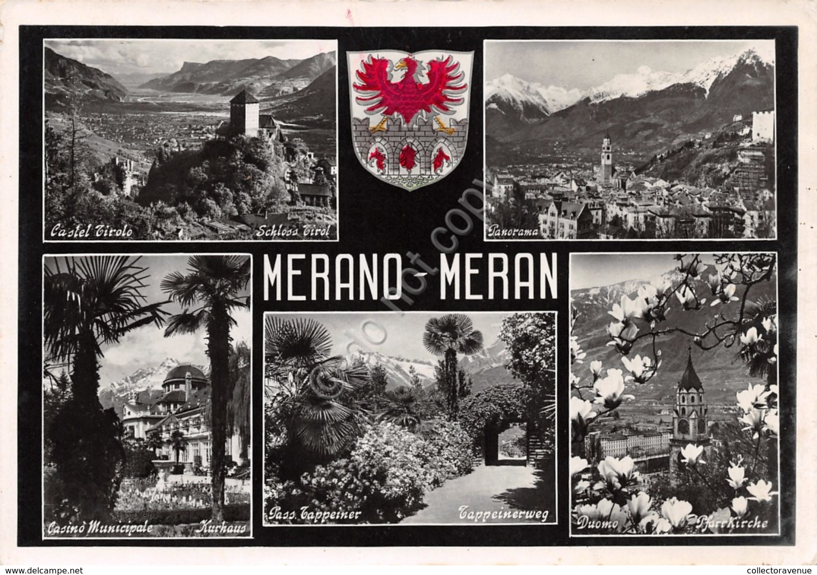 Cartolina Merano Vedute Con Stemma 1958 Timbro Merano (Bolzano) - Bolzano (Bozen)