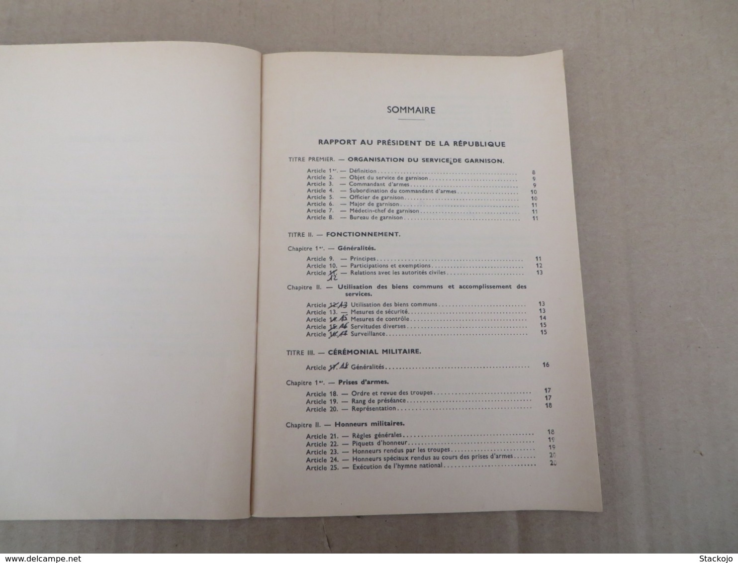 Règlement Du Service De Garnison - 00/01 - Andere & Zonder Classificatie