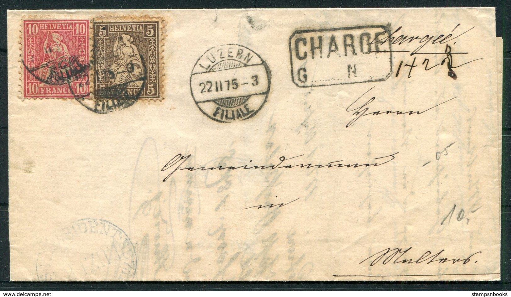 1875 Switzerland Luzern - Malters, Charge Entire - Covers & Documents