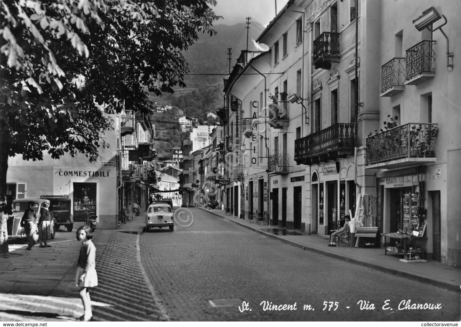 Cartolina Saint Vincent Via Chanoux Animata Auto 1961 Timbro Terme (Aosta) - Autres & Non Classés