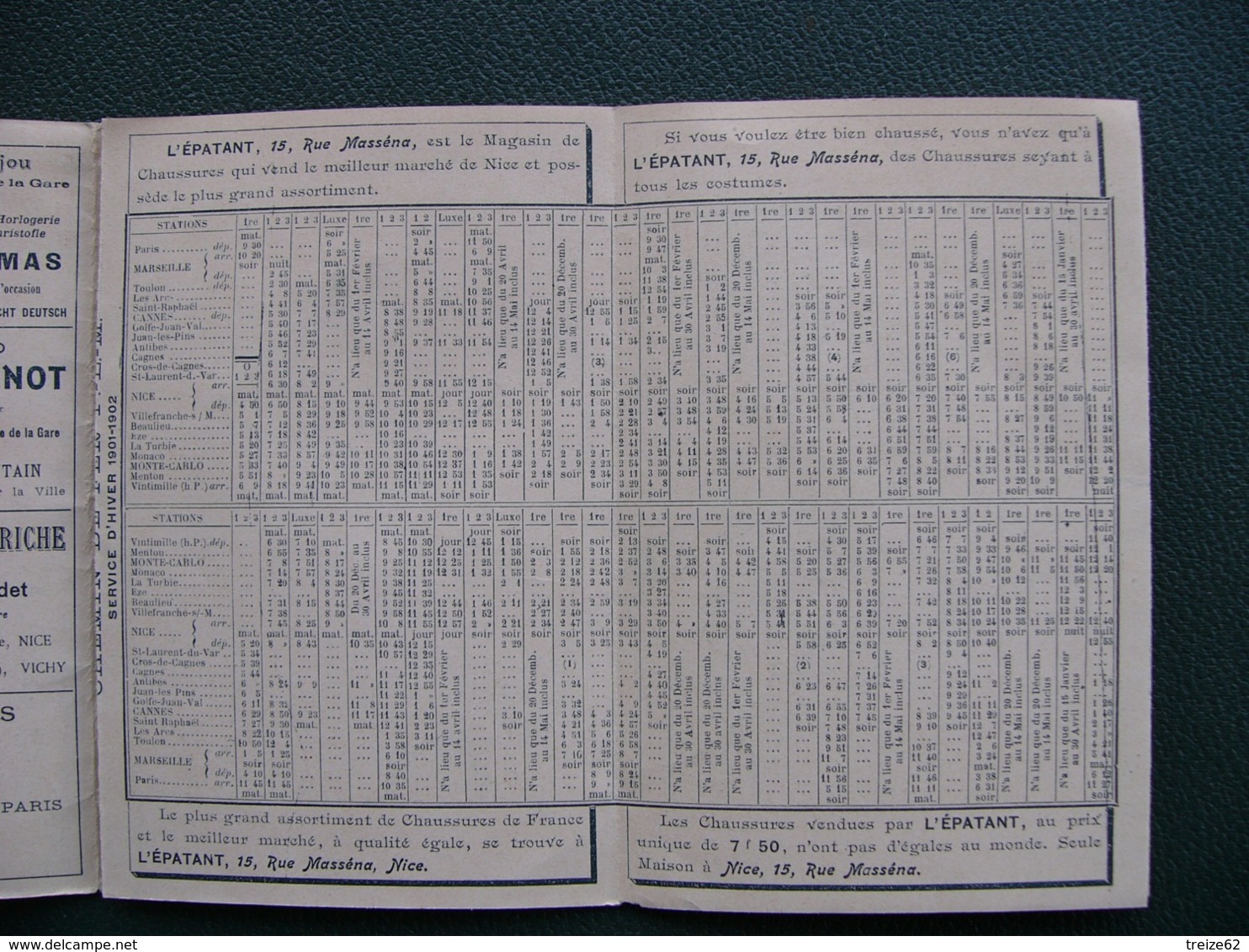 Superbe Programme du Carnaval de Nice 1902 chemin de fer PLM de la Turbie +++