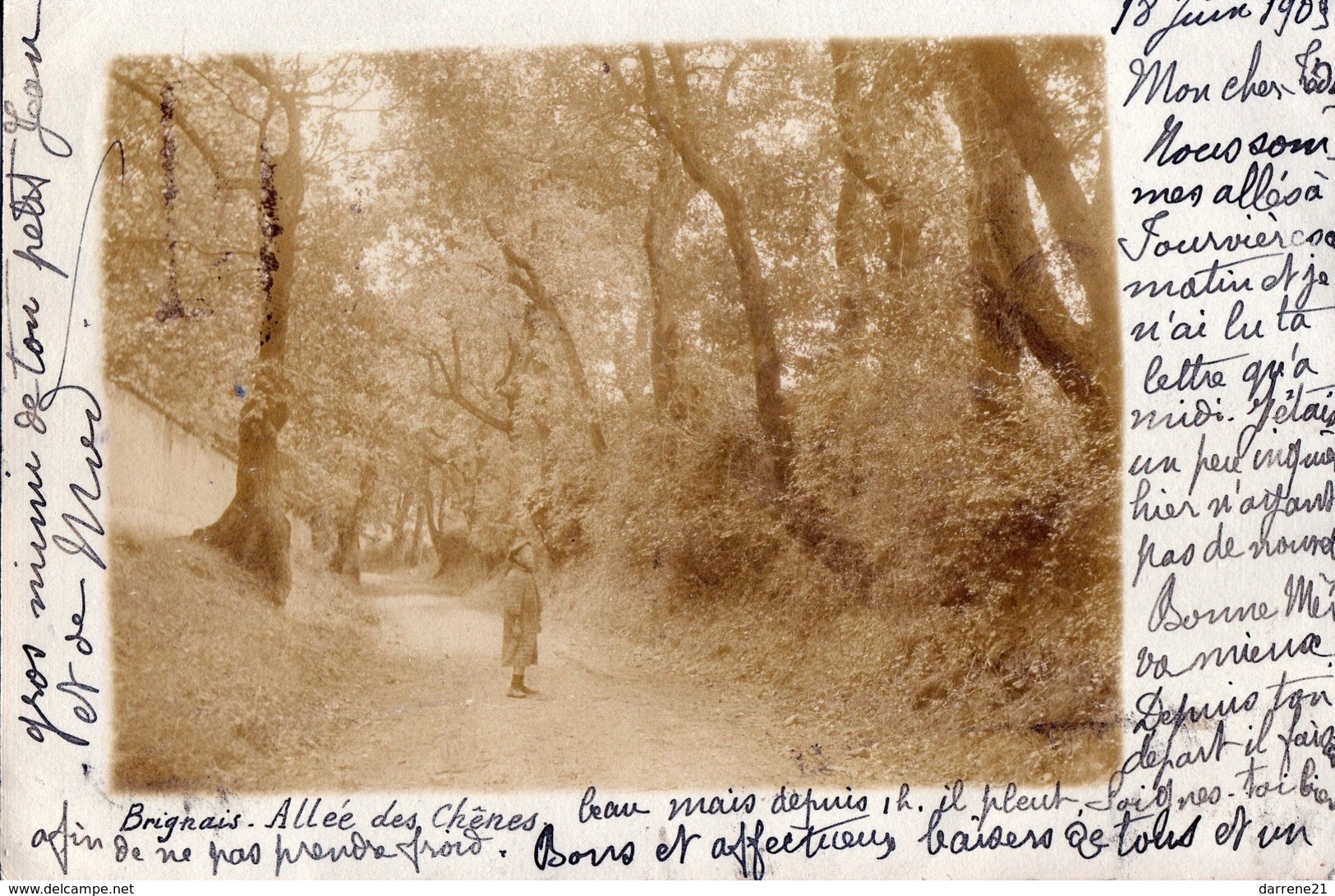 Brignais :allée Des Chênes ,cliché Amateur Carte Photo...1903 - Brignais