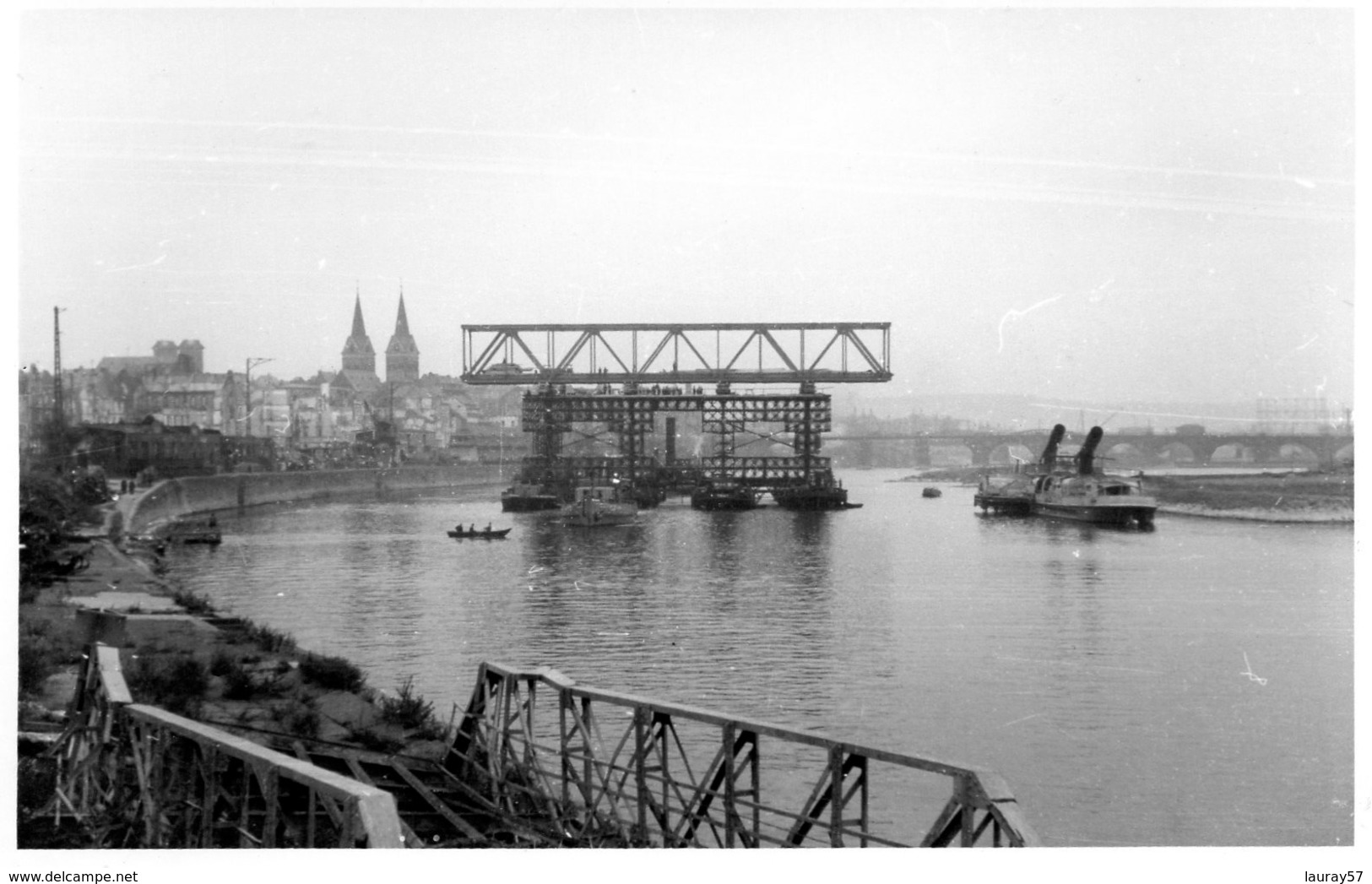 CPA PHOTO MILITARIA. KOBLENZ. PONT DE BATEAUX SUR LE RHIN. OCCUPATION FRANCAISE EN ALLEMAGNE - Koblenz