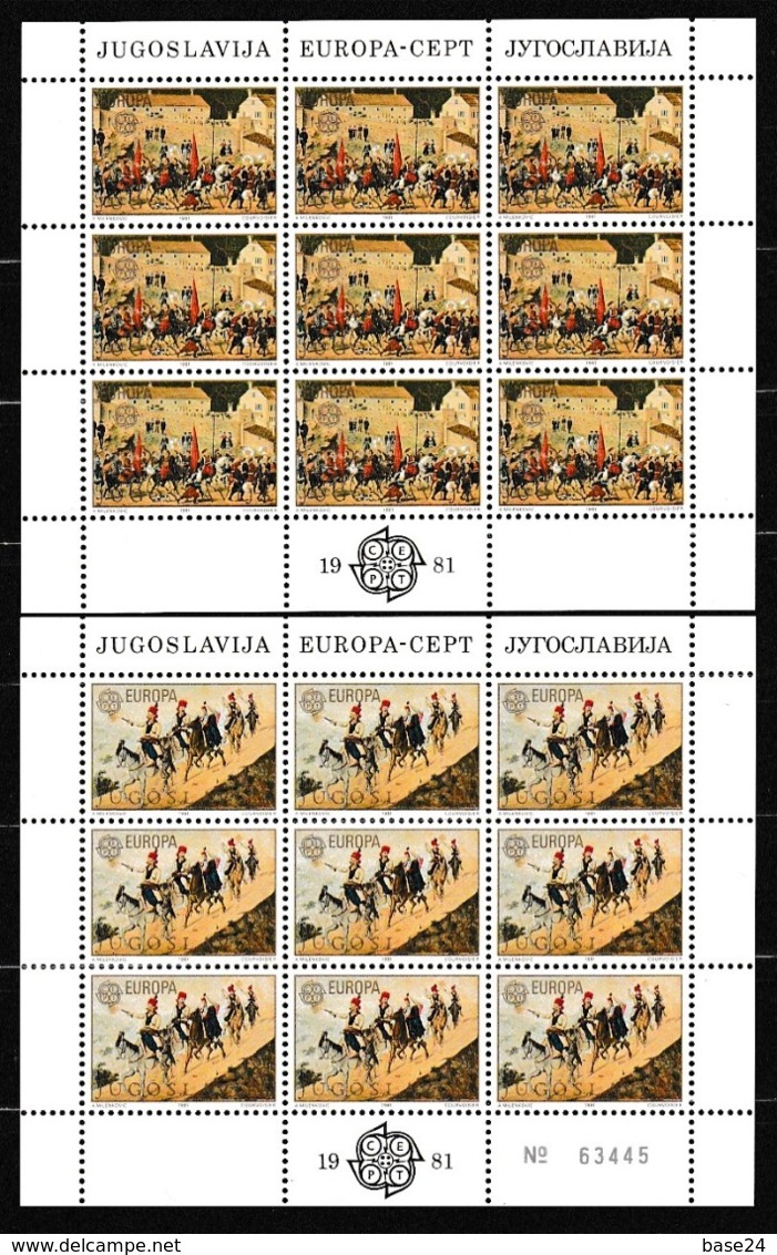 1981 Jugoslavia Yugoslavia EUROPA CEPT EUROPE FOLCLORE 9 Serie Di 2v. Foglietto MNH** Minisheet FOLKLORE - 1981