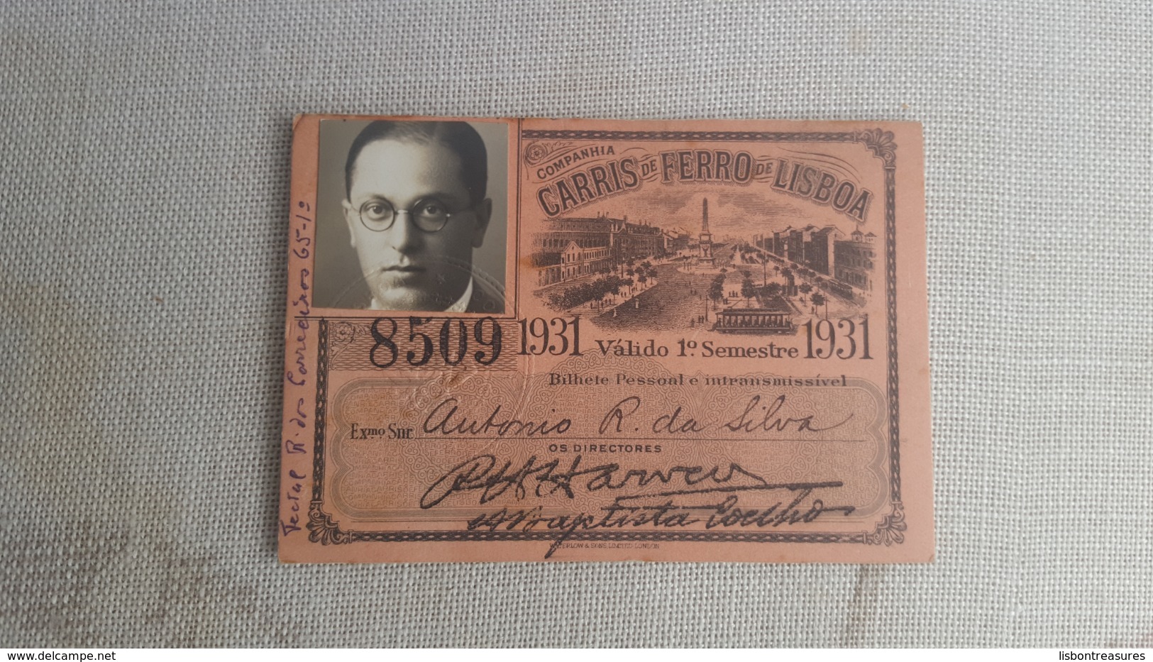 ANTIQUE PORTUGAL SEASON TICKET PASSE CARRIS DE FERRO DE LISBOA  1931 - Europa