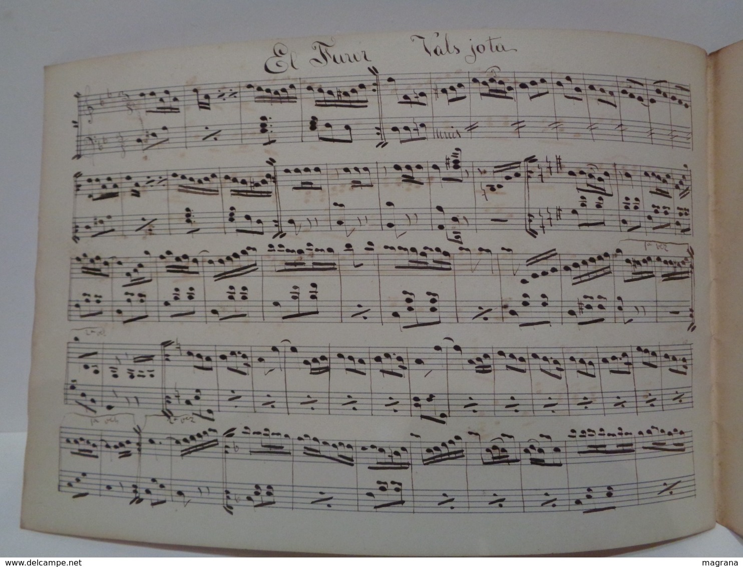 Antigua Partitura Manuscrita Para Piano. Vals El Furor. Por N.N. Principio S XX. - Partituras