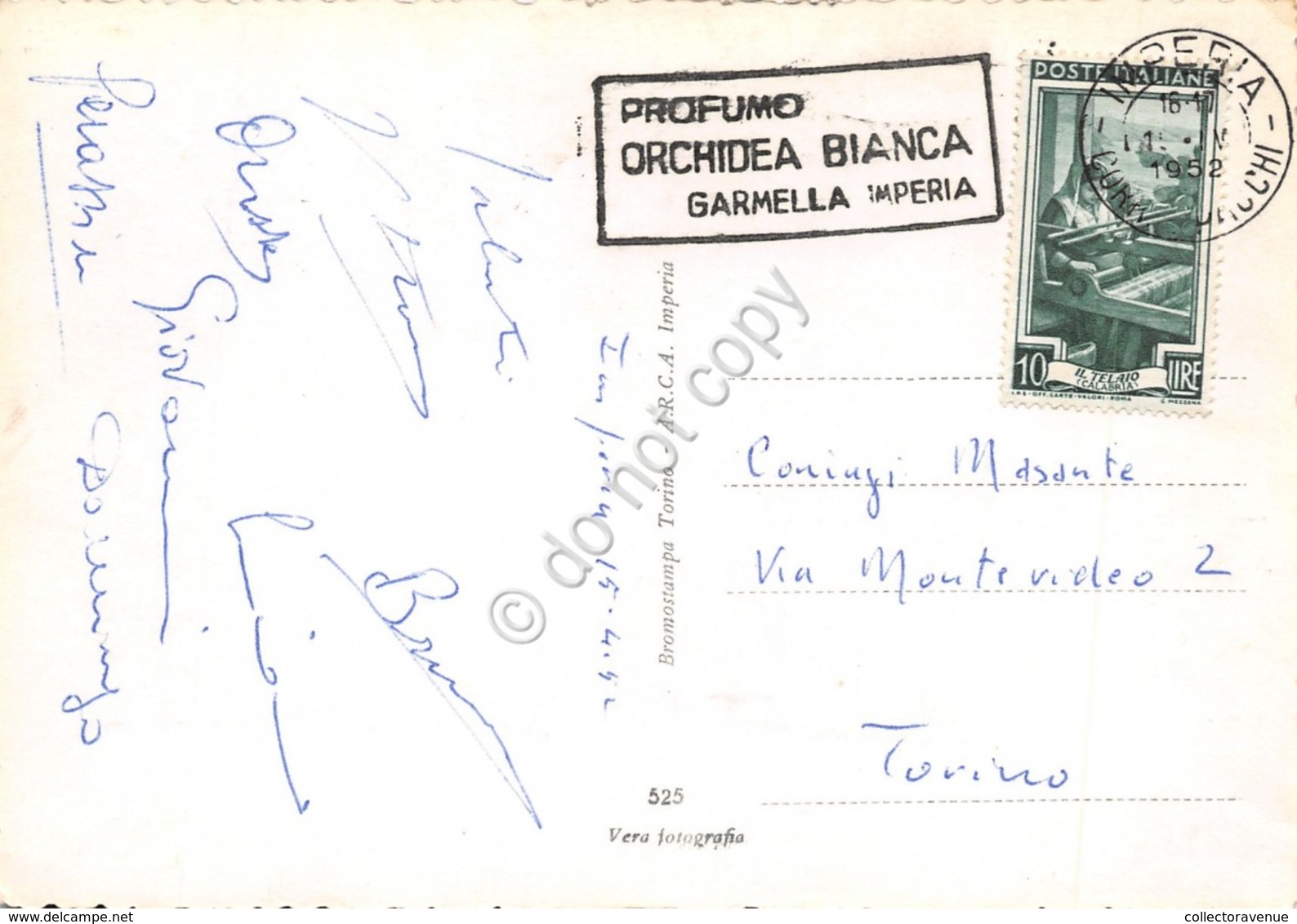 Cartolina Imperia Panorama Aereo 1952 Timbro Profumo Garmella Imperia - Imperia