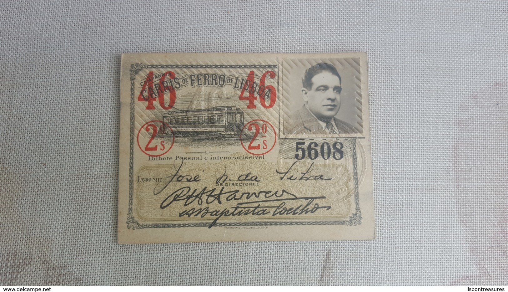 ANTIQUE PORTUGAL SEASON TICKET PASSE CARRIS DE FERRO DE LISBOA 2ª CLASSE 1946 - Europa