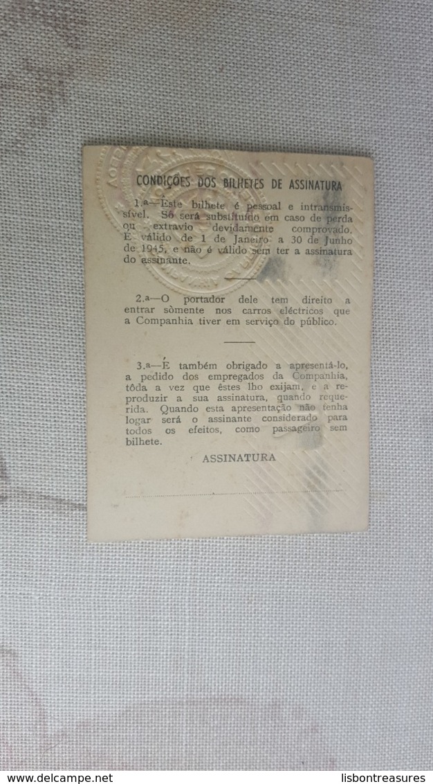 ANTIQUE PORTUGAL SEASON TICKET PASSE CARRIS DE FERRO DE LISBOA 1ª CLASSE 1945 - Europa