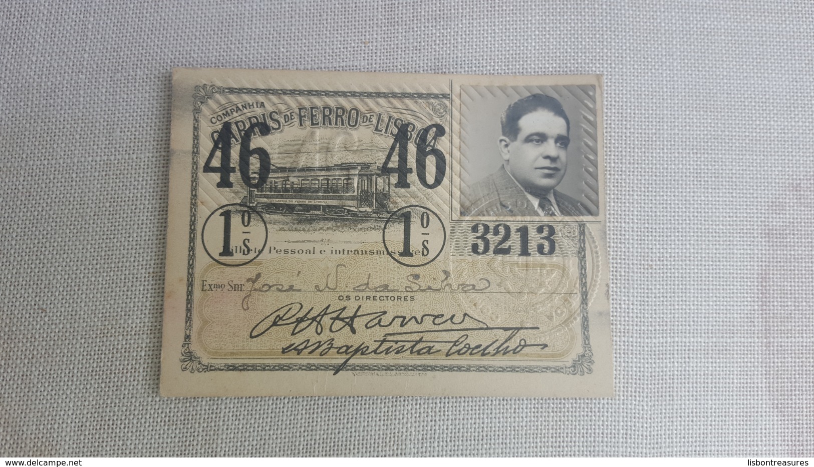 ANTIQUE PORTUGAL SEASON TICKET PASSE CARRIS DE FERRO DE LISBOA 1ª CLASSE 1946 - Europe