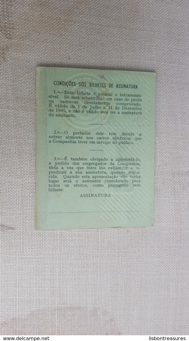 ANTIQUE PORTUGAL SEASON TICKET PASSE CARRIS DE FERRO DE LISBOA 2ª CLASSE 1949 - Europa