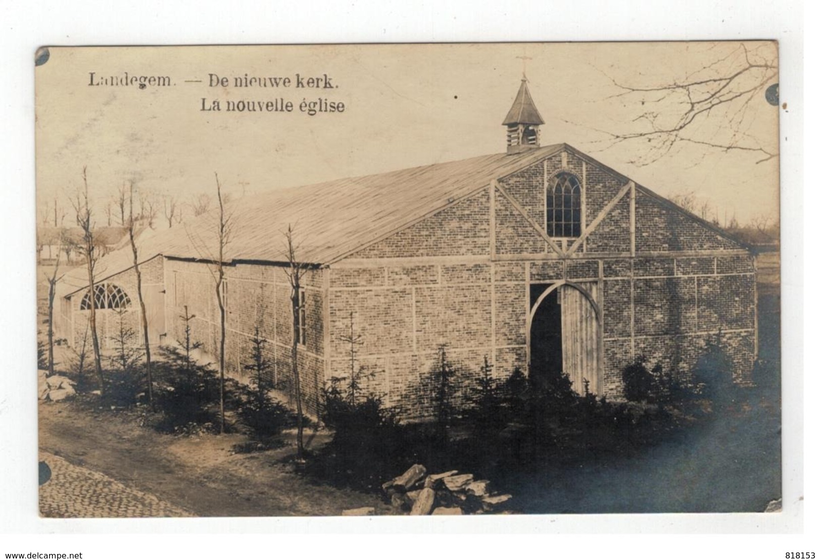 Landegem  -  De Nieuwe Kerk. La Nouvelle église (fotokaart) 1922 - Deinze