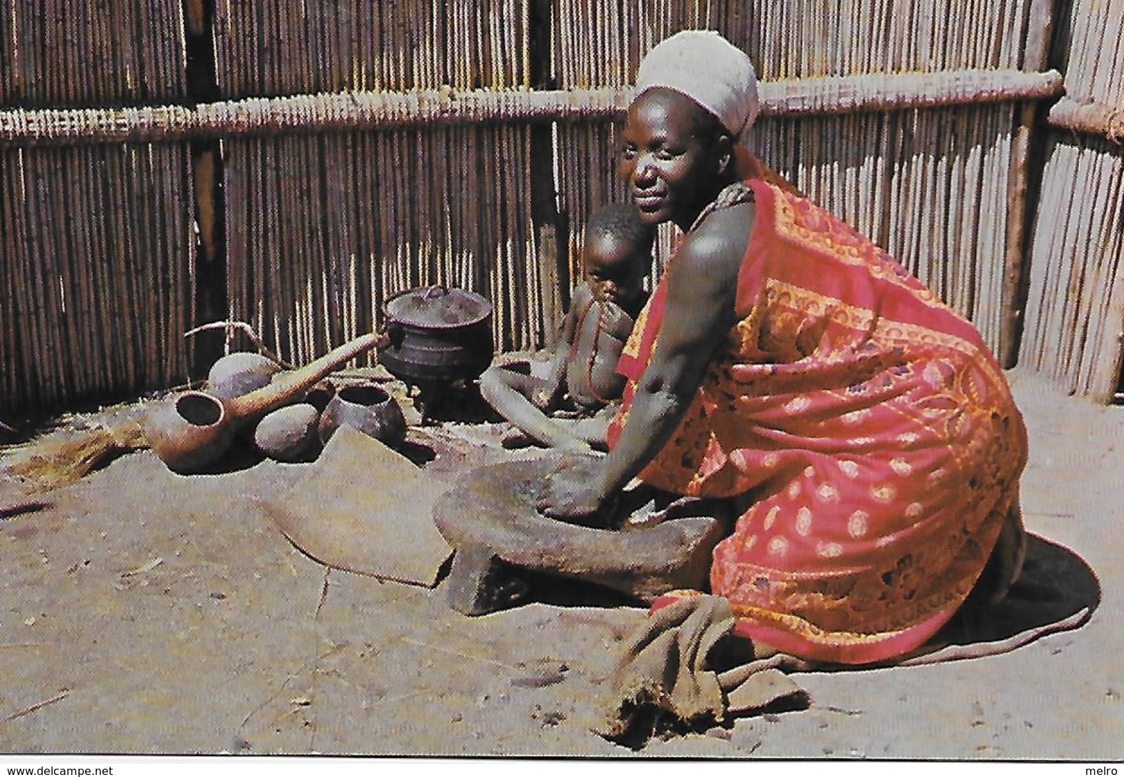 Pos Card - Swaziland- Swaz-Housewife-grinding Meales On A Stone Hollowed By Use.Few Of These Remain Today. - Swaziland