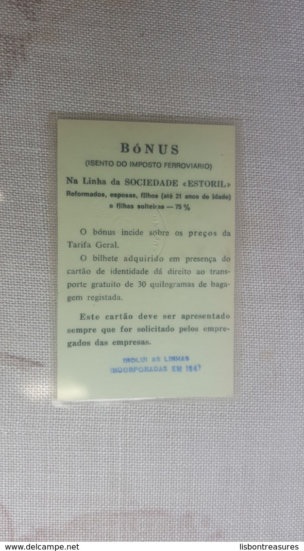 ANTIQUE PORTUGAL SEASON TICKET PASSE CAMINHOS DE FERRO PORTUGUESES ROSSIO QUELUZ 1976 To 1980 - Europe