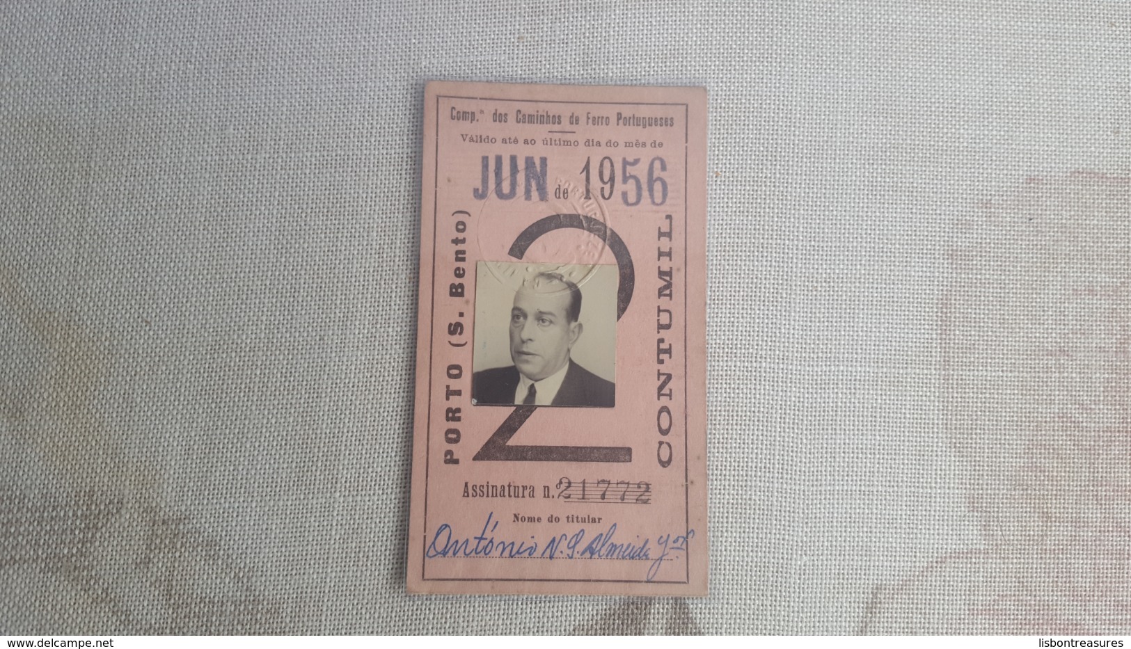 ANTIQUE PORTUGAL SEASON TICKET PASSE CAMINHOS DE FERRO PORTUGUESES PORTO - CONTUMIL 1956 - Europe