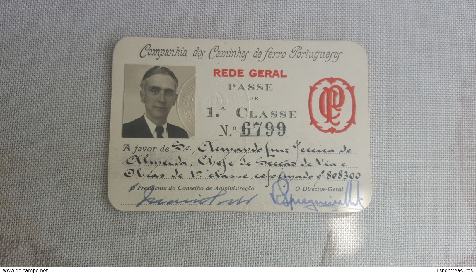 ANTIQUE PORTUGAL SEASON TICKET PASSE CAMINHOS DE FERRO PORTUGUESES REDE GREAL 1ª CLASSE 1947 - Europe