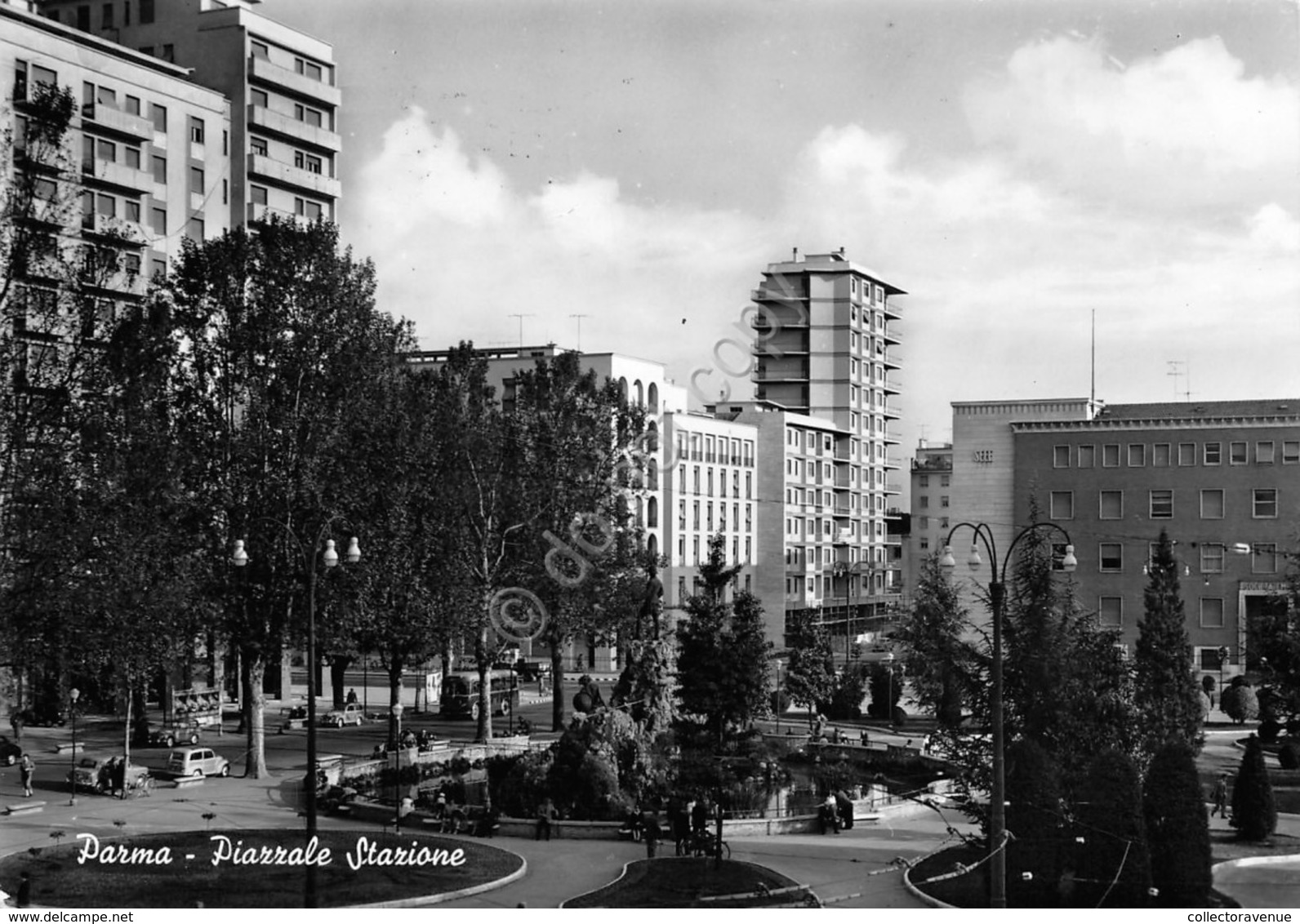 Cartolina Parma Piazzale Stazione 1958 Timbro Obbligazoni Isveimer - Parma