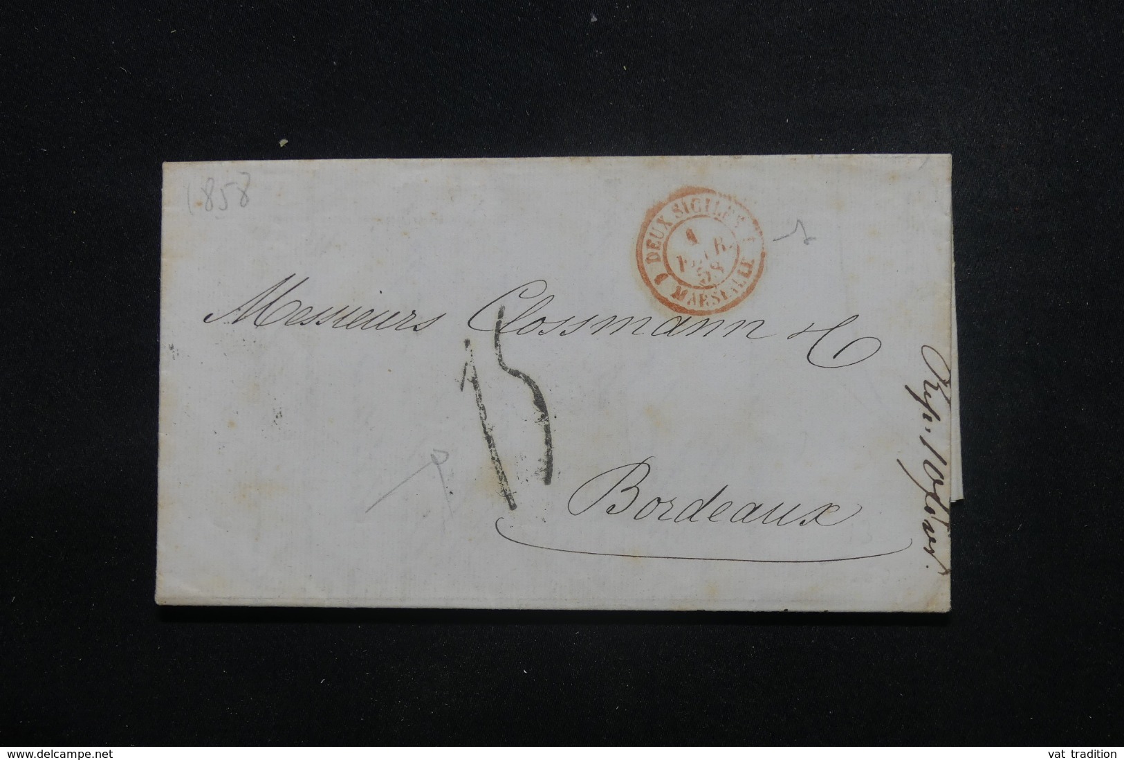 FRANCE - Lettre Pour La France En 1858  Cachet D'entrée En France " Deux Siciles - Marseille " - L 46225 - Entry Postmarks