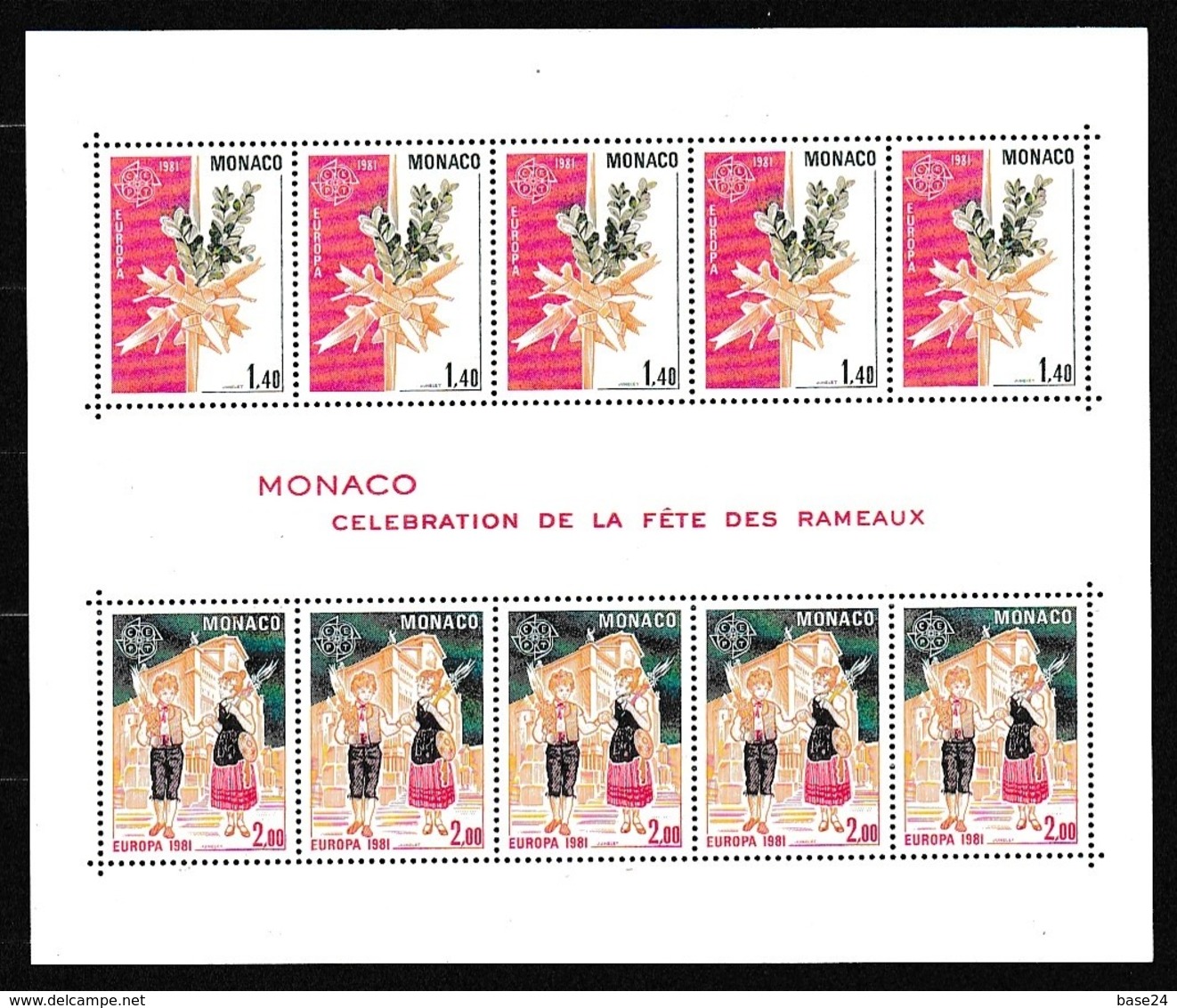 1981 Monaco EUROPA CEPT EUROPE Foglietto MNH**  Minisheet - 1981