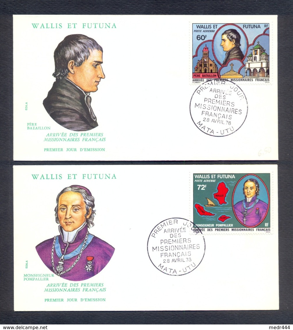 Wallis And Futuna 1978 - Arrival Of The First French Missionaries - 2 FDCs - Excellent Quality - Cartas & Documentos