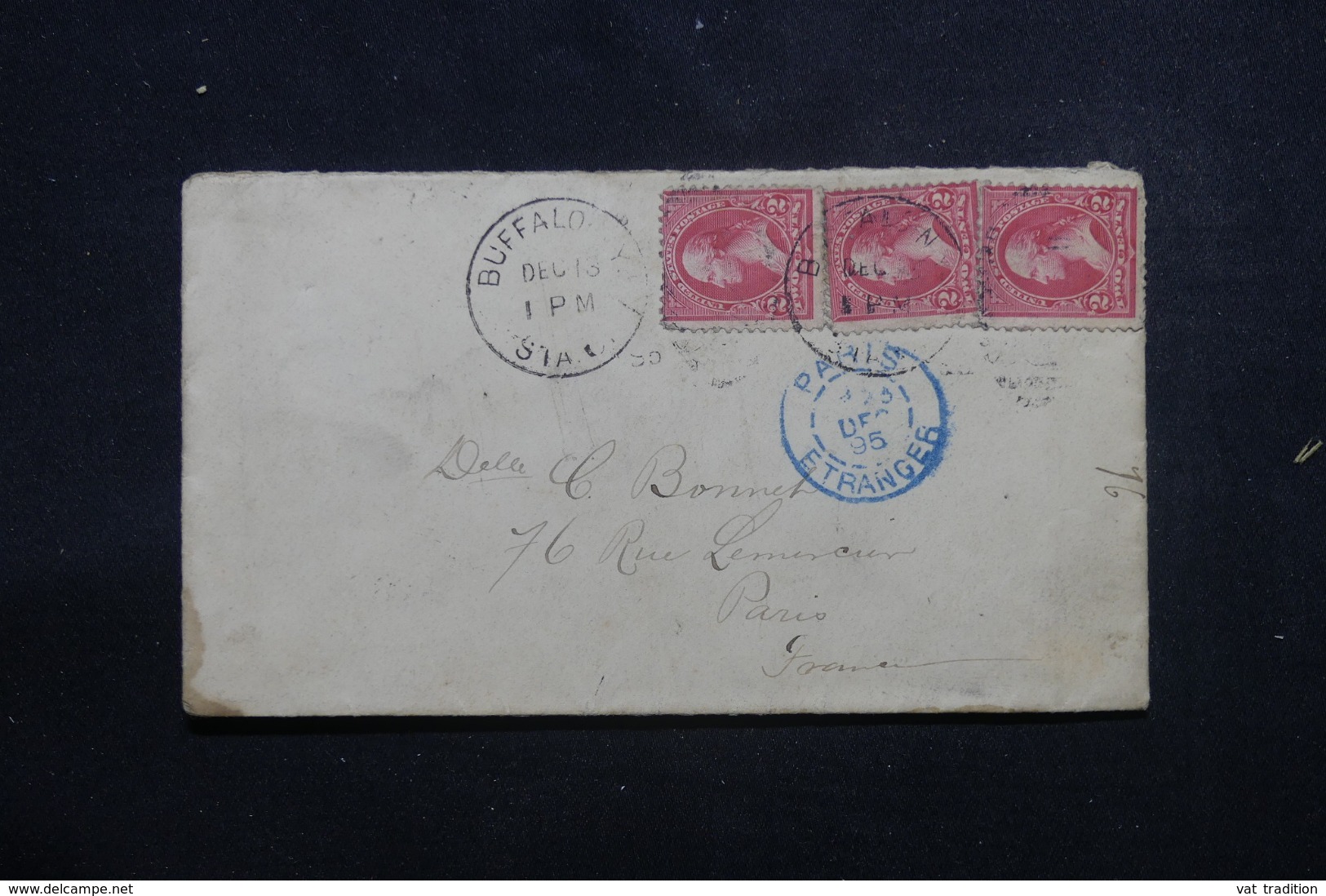 ETATS UNIS - Enveloppe De Buffalo Pour La France En 1895, Affranchissement Plaisant - L 46235 - Cartas & Documentos