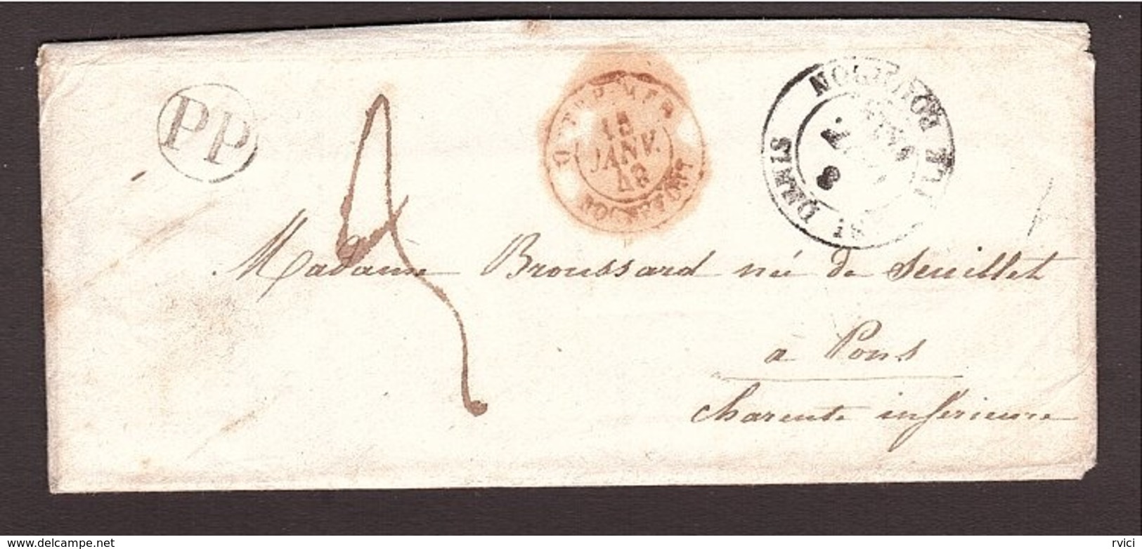 LA RÉUNION BOURBON → Charente 1848 Outre-Mer Rochefort Avec Courrier - Autres & Non Classés