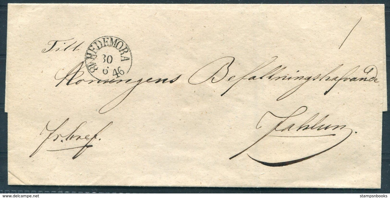 1846 Sweden Prestamp Vorphila Wrapper. Hedemora - ... - 1855 Prephilately