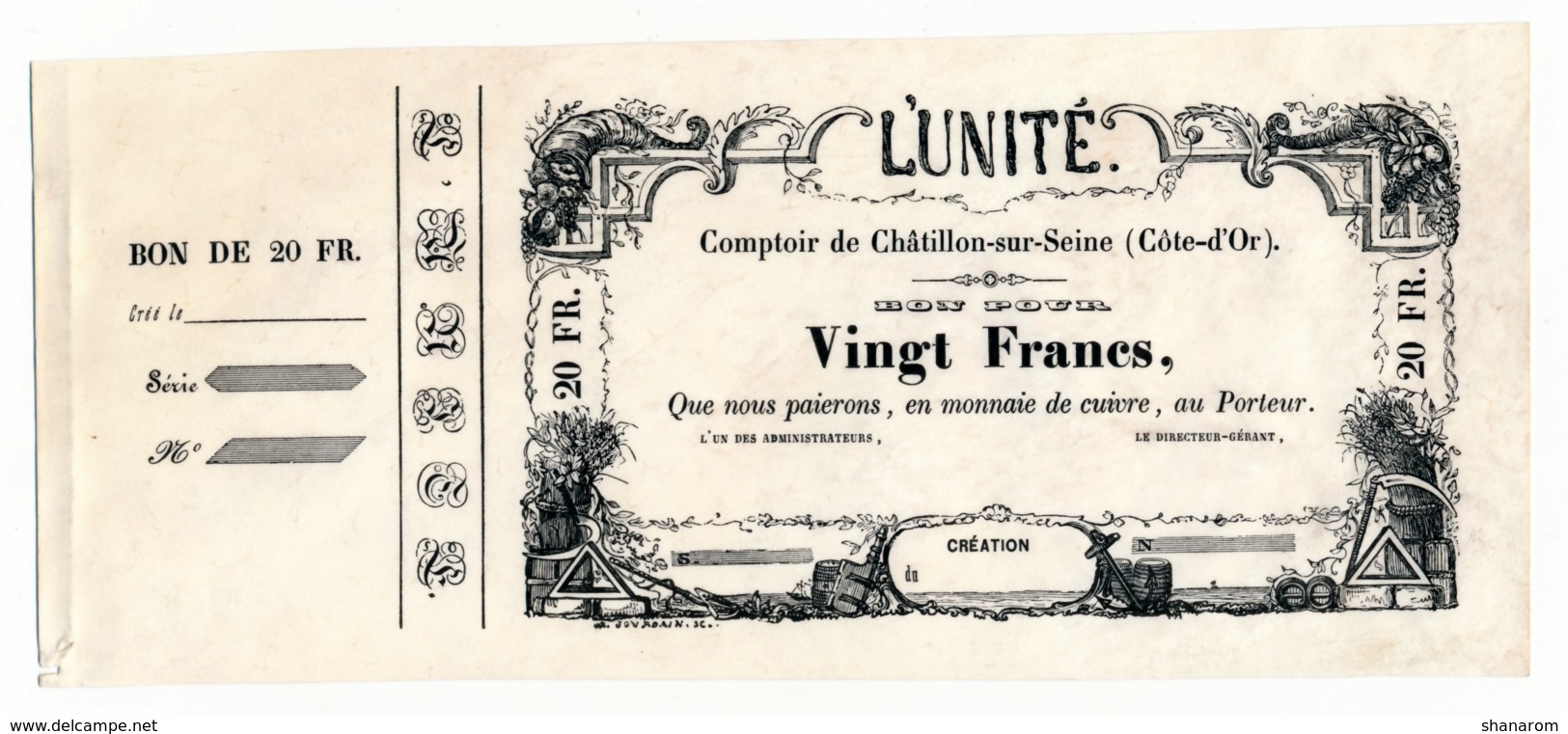 BON COMMERCIAL // CHATILLON-SUR-SEINE (Côte-d'Or) // L'UNITE // Vingt Francs - Notgeld