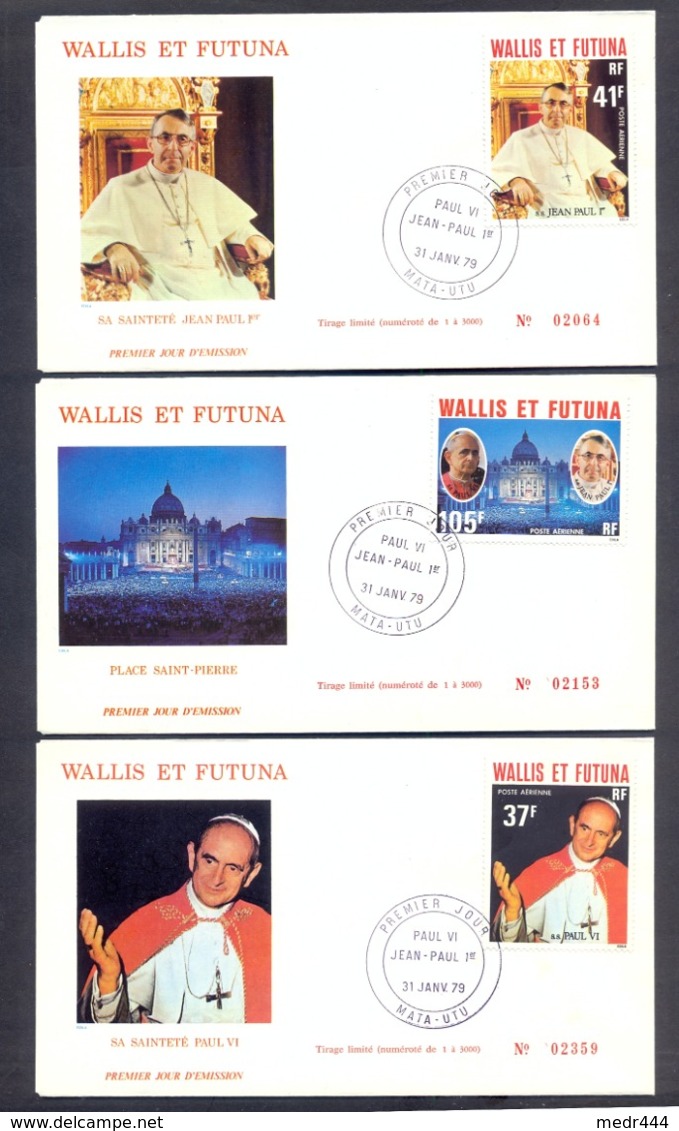 Wallis And Futuna 1979 - Paul IV Jean Paul I - 3 FDCs - Excellent Quality - Lettres & Documents