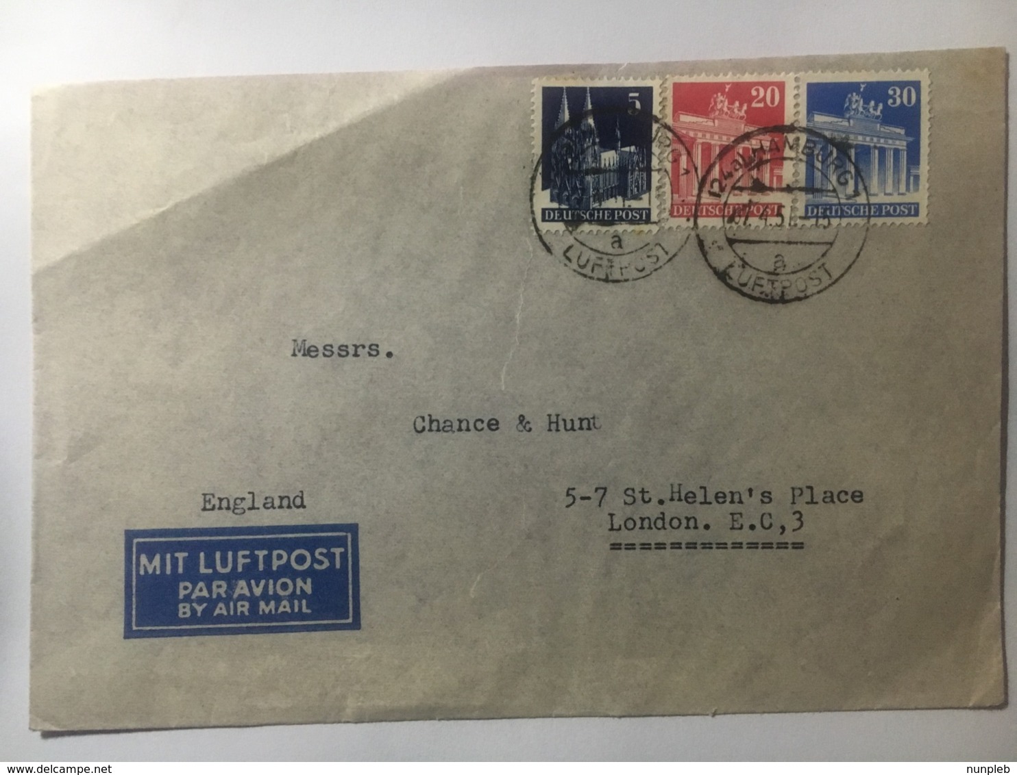 Germany Occupation Cover Hamburg To London Air Mail - Sonstige & Ohne Zuordnung